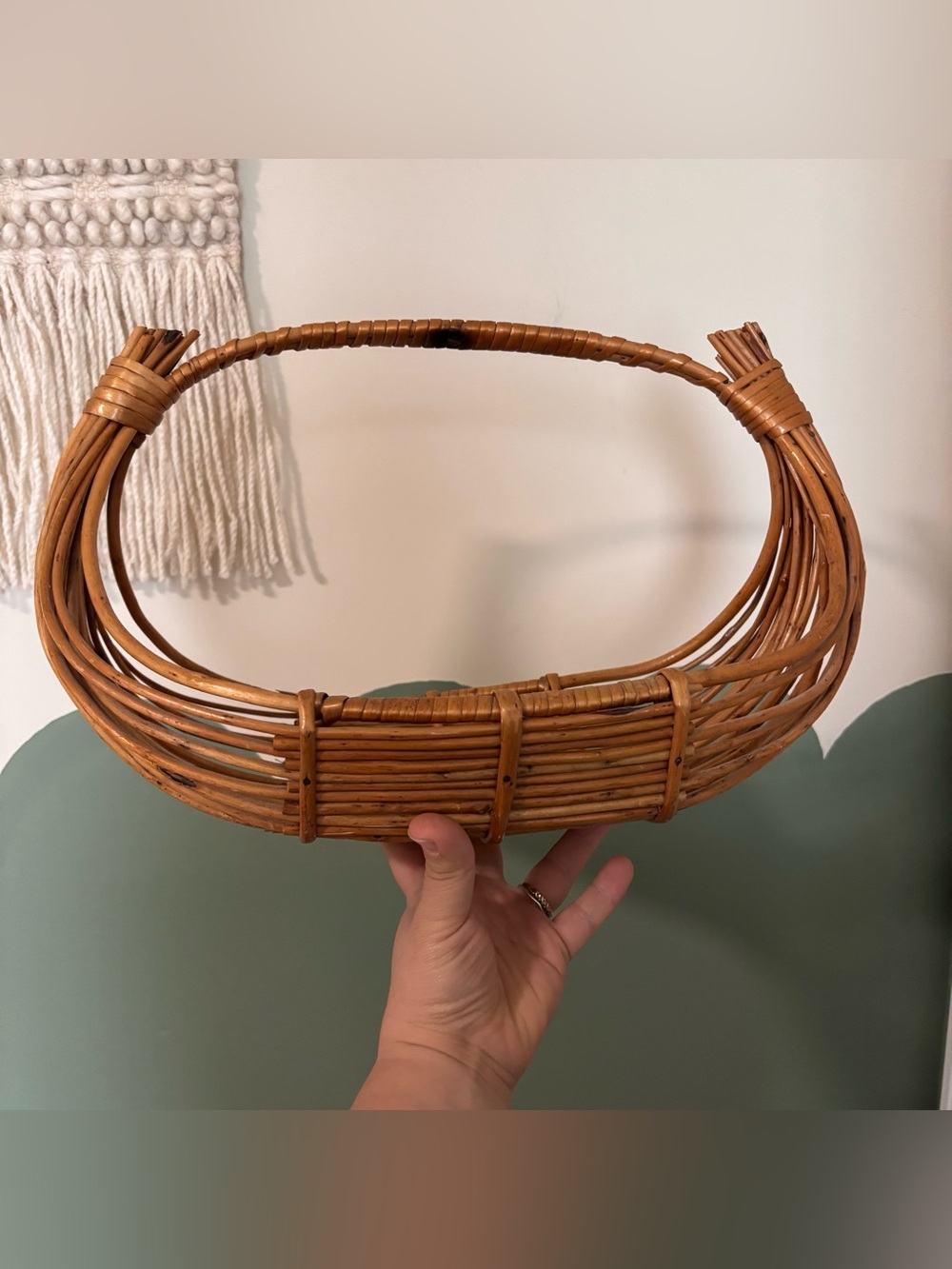 Vintage Woven Rattan Basket - Brown